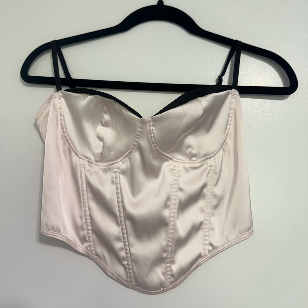 SHEIN Cream Satin Bra with Structured Seaming